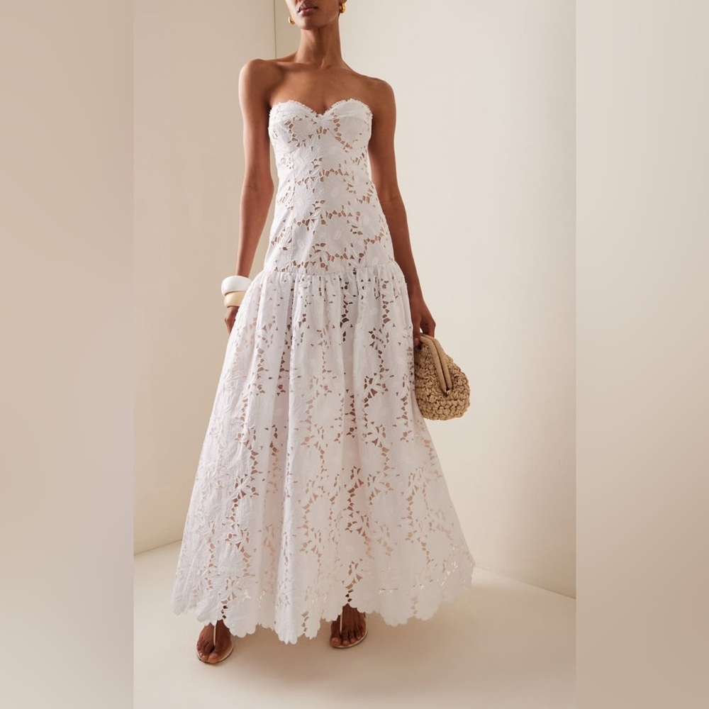 Silvia Tcherassi Margie White Lace Strapless Dress
